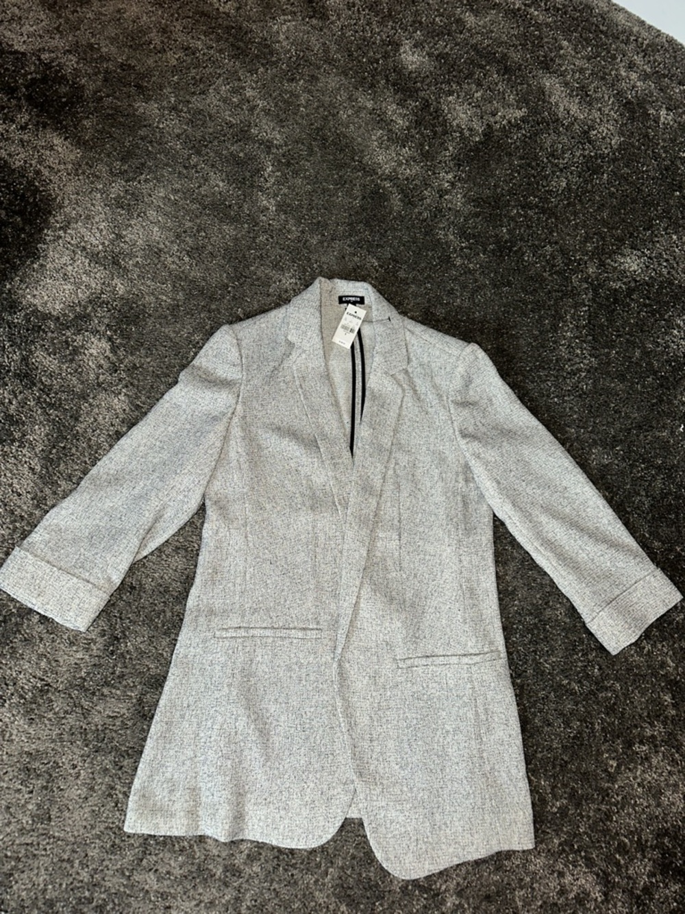 Express Light Gray Tweed Longline Blazer size S